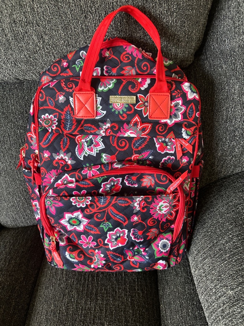 Simply Southern Red and Black Floral Backpack Tote